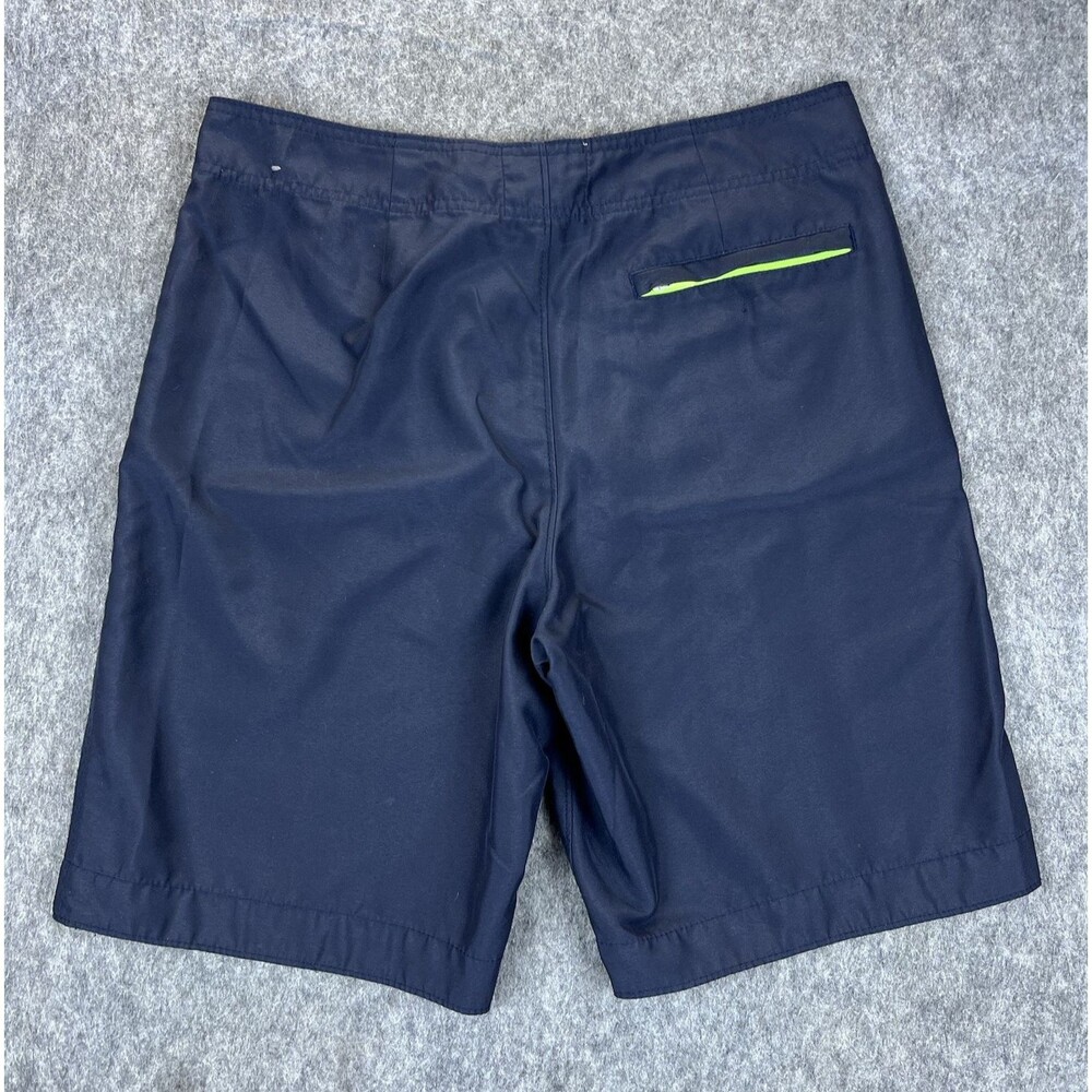 Abercrombie & Fitch Men's Board Shorts Swim Trunks Navy Blue Neon Green Y2K Sz M - Picture 6 of 9